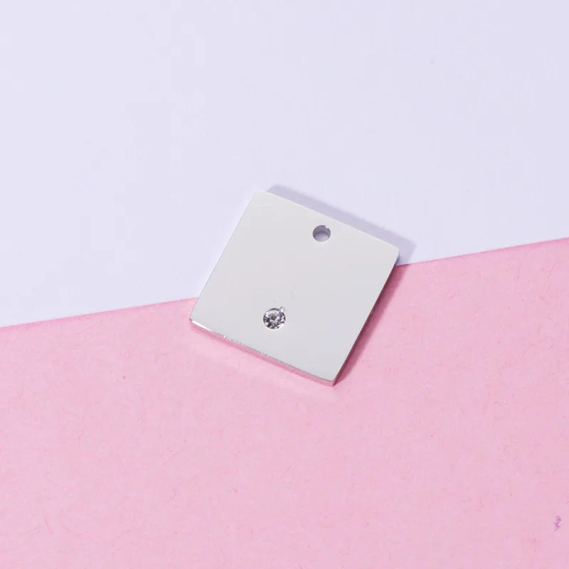 Stainless Steel Square Charm Blank For Engrave Gold/Silver Tag Charms 20pcs
