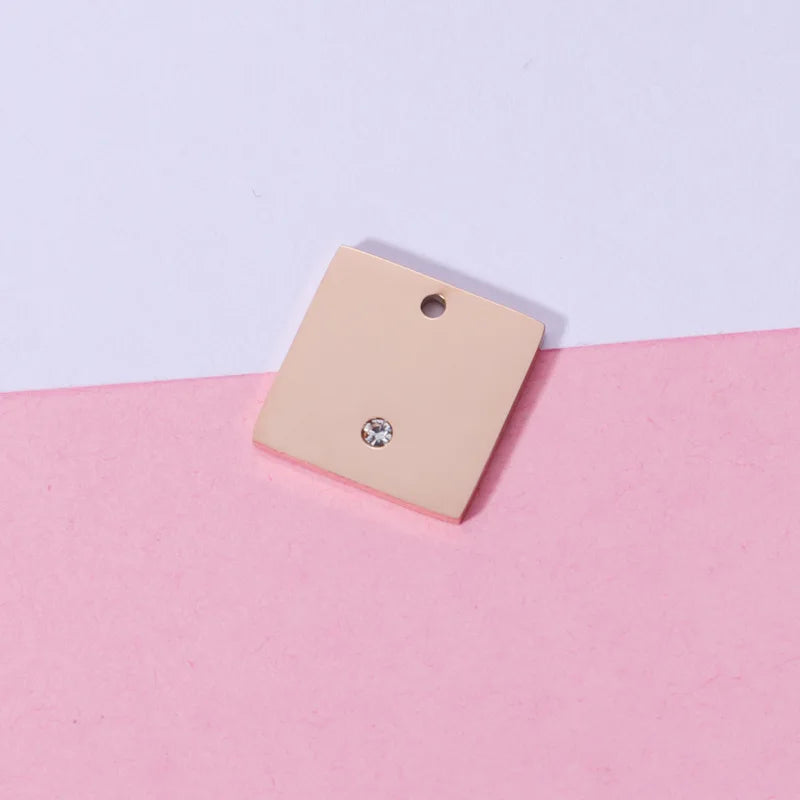 Stainless Steel Square Charm Blank For Engrave Gold/Silver Tag Charms 20pcs