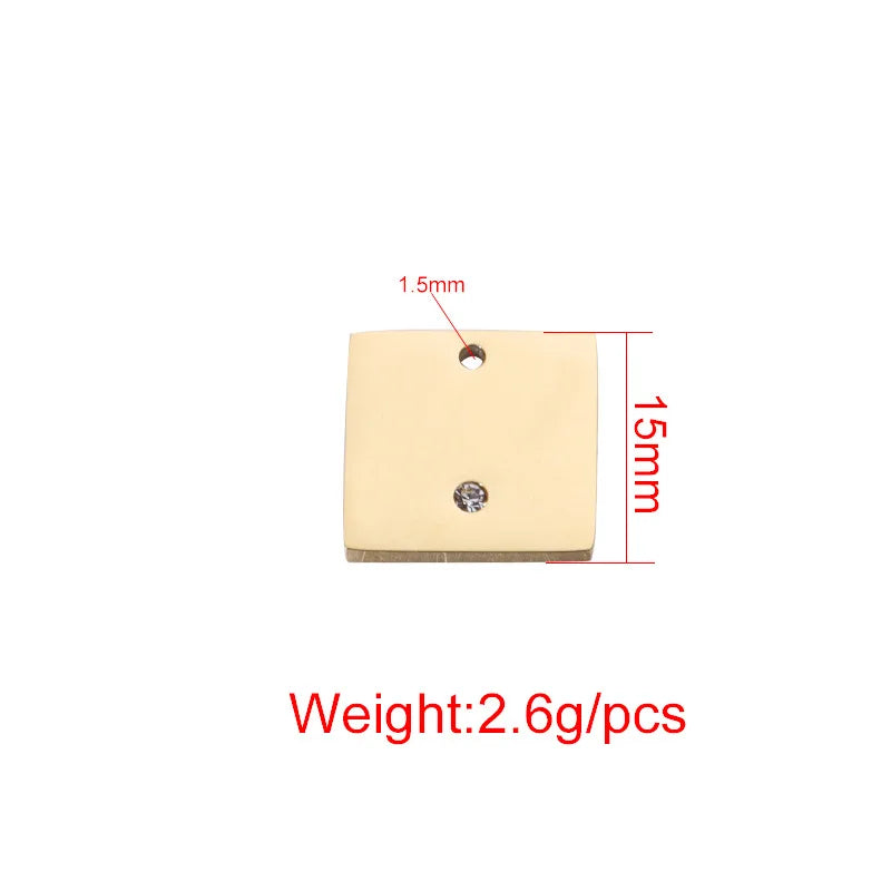 Stainless Steel Square Charm Blank For Engrave Gold/Silver Tag Charms 20pcs