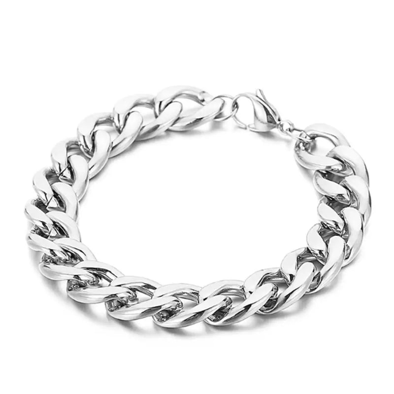 15mm Wide Stainless Steel NK Cuban Link Cain Bracelet Bangle 7-11inch