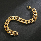 15mm Wide Stainless Steel NK Cuban Link Cain Bracelet Bangle 7-11inch
