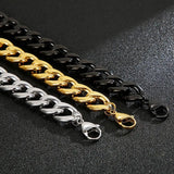 15mm Wide Stainless Steel NK Cuban Link Cain Bracelet Bangle 7-11inch