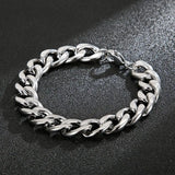 15mm Wide Stainless Steel NK Cuban Link Cain Bracelet Bangle 7-11inch