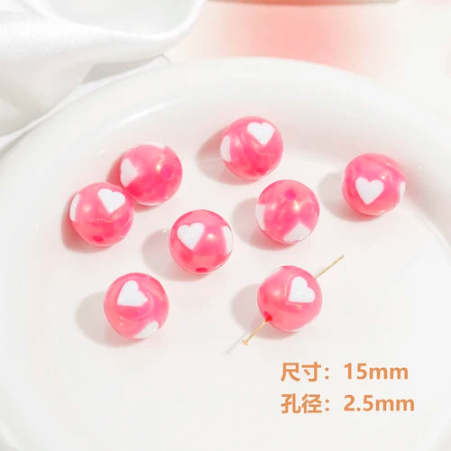 15mm Candy Gilt Love Acrylic Round Beads DIY Jewelry Accessories