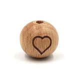 15pc Natural Beech Beads 12 Constellation Love Month Wooden Round Beads