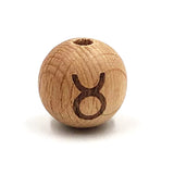 15pc Natural Beech Beads 12 Constellation Love Month Wooden Round Beads