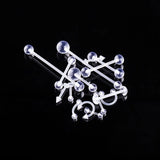 15pc Tongue Eyebrow Belly Nose Ring Set Bio-plastic Lip Piercing Body Jewelry