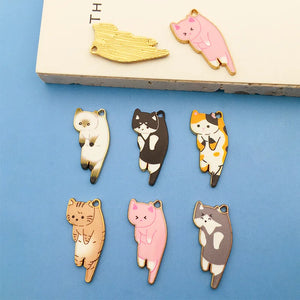 15pcs 12X25mm KC Alloy Enamel Cat Charm For Jewelry Making DIY