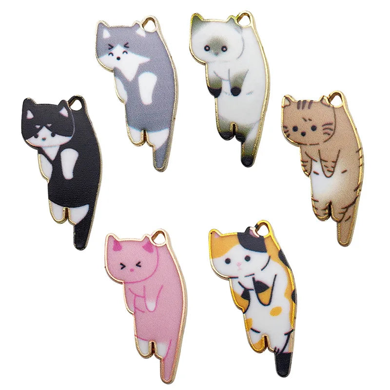 15pcs 12X25mm KC Alloy Enamel Cat Charm For Jewelry Making DIY
