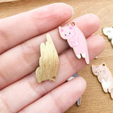 15pcs 12X25mm KC Alloy Enamel Cat Charm For Jewelry Making DIY