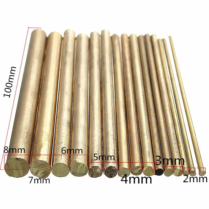 15pcs 2-8mm OD Brass Rod Brass Bar 100mm DIY Accessories Rivet Decoration Handle