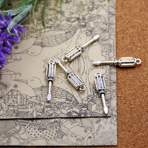 15pcs Antique Silver Plated Screwdriver Charms Pendants 31x6mm