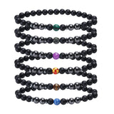 15pcs 6mm Matted Bead Bracelet Hematite Tiger's Eye Stone Elasticity Bracelet
