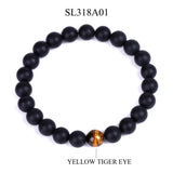 8mm Tiger Eye Stone Beads Bangles Bracelets Yoga Jewelry