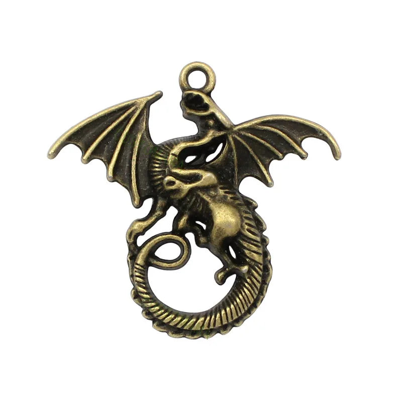 15pcs Antique Bronze Fly Dragon Charms Pendant 46x43mm
