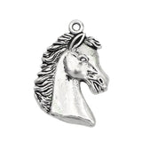 15pcs Antique Silver Horse Head Charm Pendant 41x30mm
