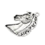 15pcs Antique Silver Horse Head Charm Pendant 41x30mm