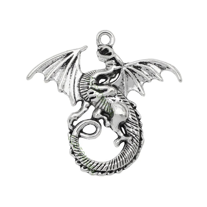 15pcs Tibetan Silver Plated Dragon Charms Pendant