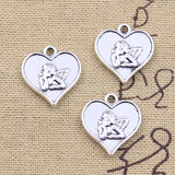 15pcs Heart Love Angel Cupid 19x18mm Silver Pendants DIY Crafts Tibetan Jewelry