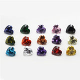 15pcs Loose CZ Stones 1pcs Per Colors Cubic Zirconia Heart Shape Synthetic Gems
