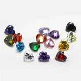 15pcs Loose CZ Stones 1pcs Per Colors Cubic Zirconia Heart Shape Synthetic Gems