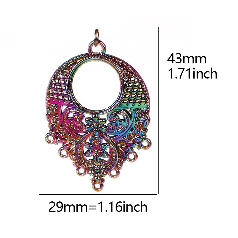 15pcs Geometric Charm Rainbow Triangle Round Pendants DIY Components