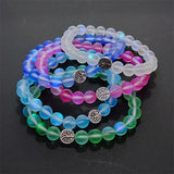 Glass Crystal Moonstone Labradorite Beaded Tree of Life Charm Bracelet