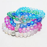 Glass Crystal Moonstone Labradorite Beaded Tree of Life Charm Bracelet