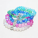 Glass Crystal Moonstone Labradorite Beaded Tree of Life Charm Bracelet