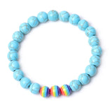 15pcs 8mm Rainbow Beads Kallaite Stone Bracelet Women Men Gay Jewelry