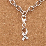 15pcs Hope Ribbon Charms Heart Floating Lobster Clasps Beads 7.6x33mm C088
