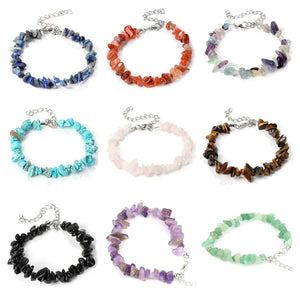 15pcs Gem Stone Bracelet Chip Beads Nuggets Fluorite Amethyst