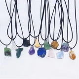 15pcs Rough Stone Pendant Tiger Eye Agates Healing Crystal Quartz Necklace