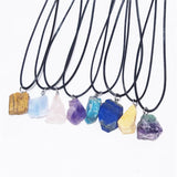 15pcs Rough Stone Pendant Tiger Eye Agates Healing Crystal Quartz Necklace