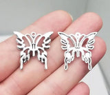 15pcs Antique Silver Butterfly Charms Insect Pendants DIY Jewelry Making