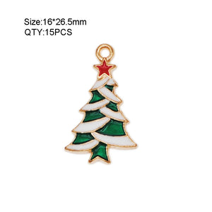 15pcs Enamel Charms Christmas Pendants Beads for Bracelet Earrings Jewelry