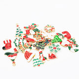 15pcs Enamel Charms Christmas Pendants Beads for Bracelet Earrings Jewelry