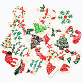 15pcs Enamel Charms Christmas Pendants Beads for Bracelet Earrings Jewelry
