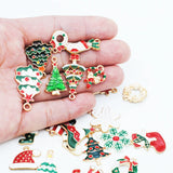 15pcs Enamel Charms Christmas Pendants Beads for Bracelet Earrings Jewelry