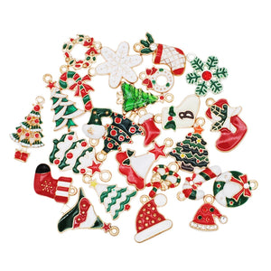 15pcs Enamel Charms Christmas Pendants Beads for Bracelet Earrings Jewelry