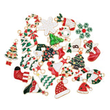 15pcs Enamel Charms Christmas Pendants Beads for Bracelet Earrings Jewelry
