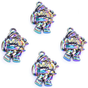 15pcs Rainbow Santa Claus Hat & Beard Charms for DIY Jewelry