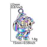 15pcs Rainbow Santa Claus Hat & Beard Charms for DIY Jewelry
