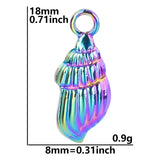 15pcs Rainbow Conch Shells Stainless Steel Pendant DIY Jewelry Making