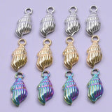 15pcs Rainbow Conch Shells Stainless Steel Pendant DIY Jewelry Making