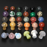 15pcs Mini Mushroom Statue Natural Stone Carved Rose Quartz Decoration