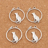 15pcs Mouse Cat ON One Ring Charm Beads Zinc Alloy Pendants 26x31mm DIY