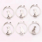15pcs Mouse Cat ON One Ring Charm Beads Zinc Alloy Pendants 26x31mm DIY