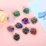 15pcs Crystal Stone Heart Pendants Amethyst Rose Quartz Charms for DIY Jewelry