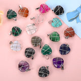 15pcs Crystal Stone Heart Pendants Amethyst Rose Quartz Charms for DIY Jewelry